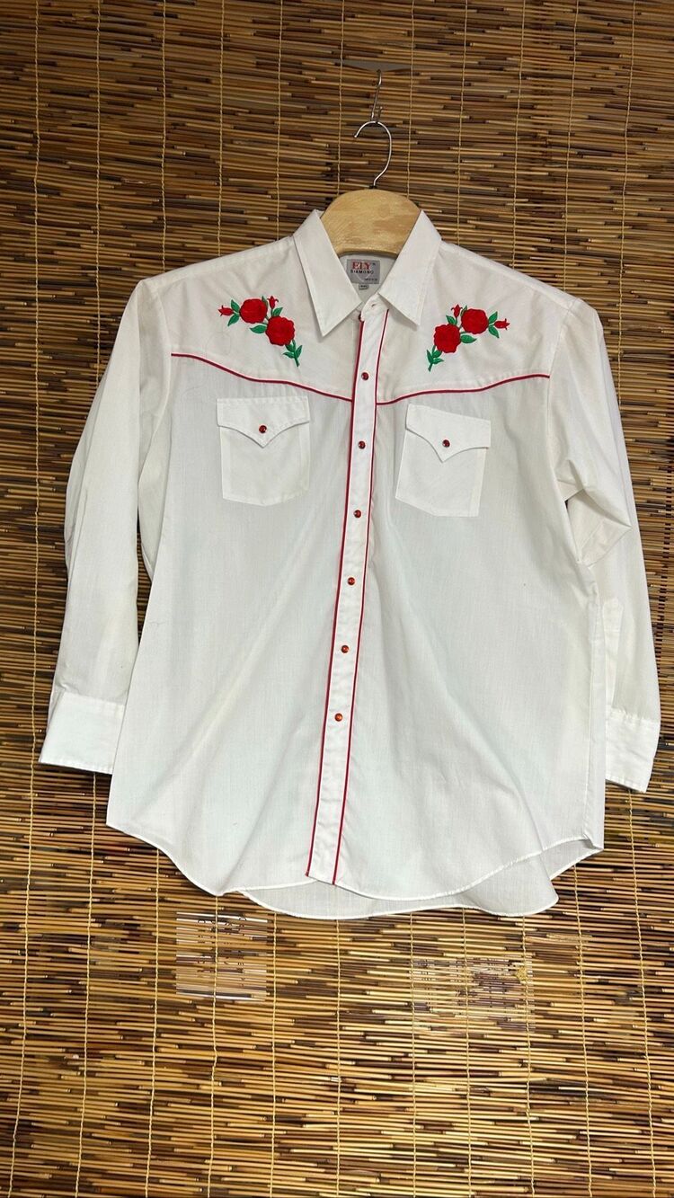 Rose Rodeo Ely Diamond XXL Red Rose Embroidered Western Snap Shirt